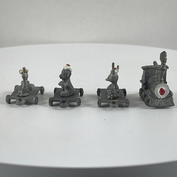 Rare Vintage 70s MSR 4pc Miniature Pewter Christmas FREEDOM TRAIN -Bear Unicorn - Picture 6 of 10